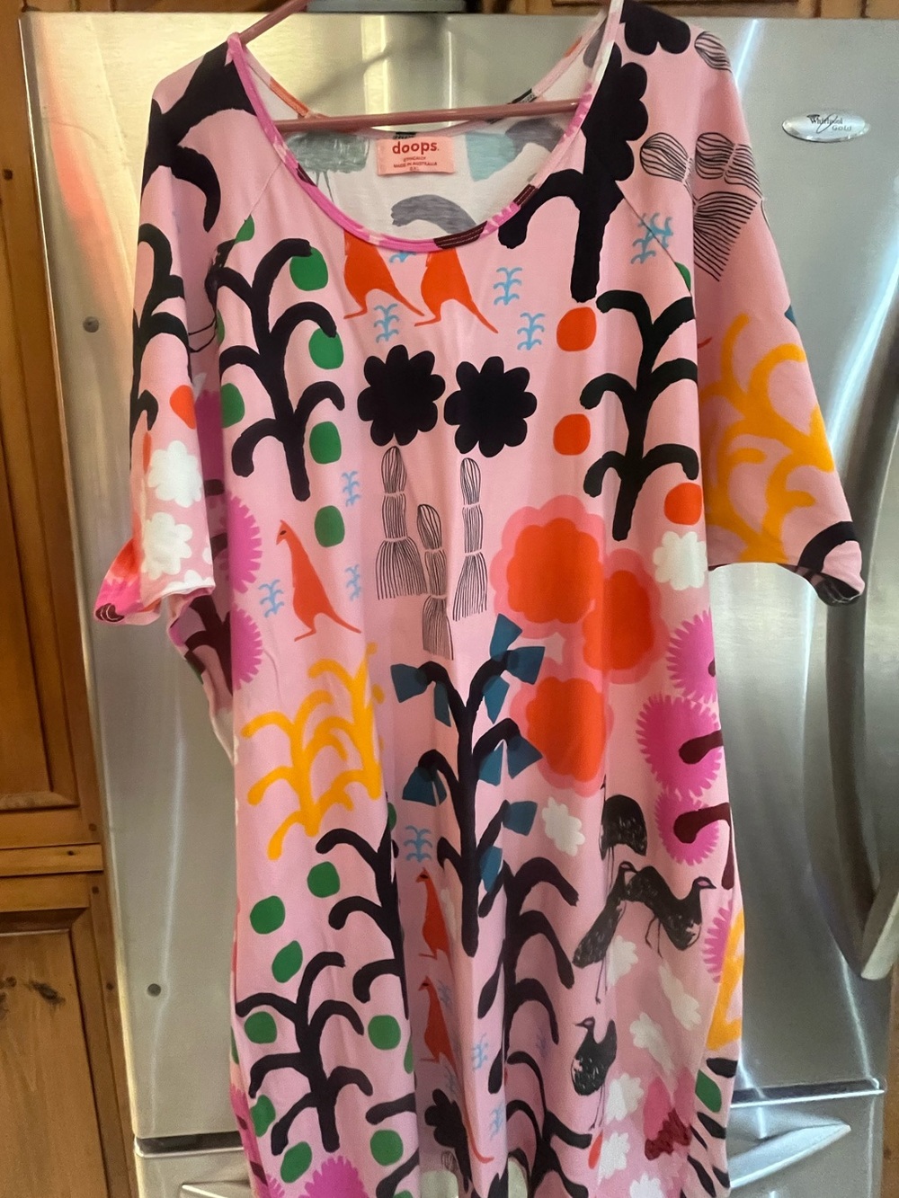 Doops Designs Pink Multicolor Abstract Floral Tunic-Dress NWOT 3XL